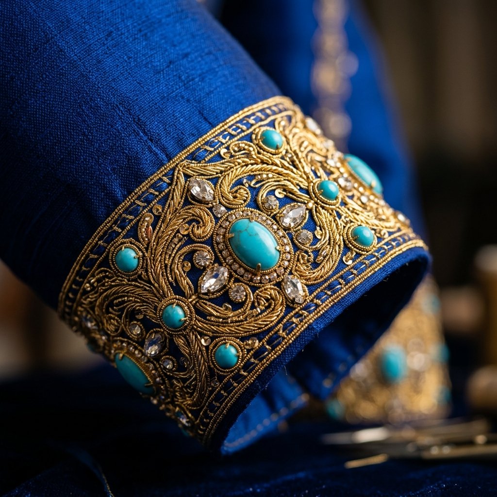 Intricate Hand-Embroidered Sleeve Cuff